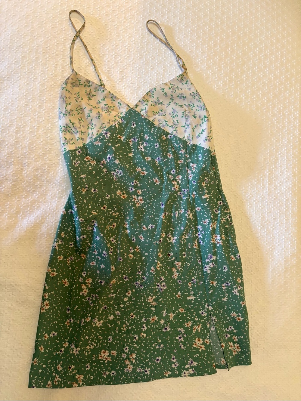 mahina Green Floral Slip Dress